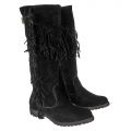 Knee High Fringe Pocket Boot Riley-01 Black
