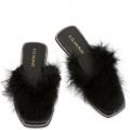 Bebe-2 Fur Thong Sandals Black