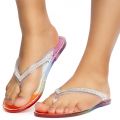 Jelli-62 Rhinestone Flip Flop Sandals Rainbow