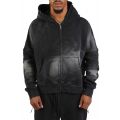 Coupe Distressed Zip Hoodie Acid Black