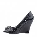 Womens Pat Wedge Black/Silver Patent