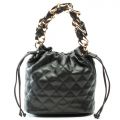 Quilted Chain Handle Bucket Bag Black