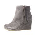 Toms for Women: Desert Wedge High Dark Grey Suede Boots Grey