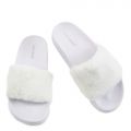 Flatter-15 Fur Band Slides White Fur
