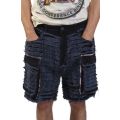 Shredded Denim Cargo Shorts Blue