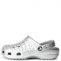 Classic Metallic Crocskin Clog Silver