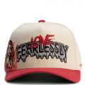 Love Fearlessly Twill Trucker Hat  Sand/Red