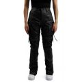 Stacked Utility Vegan Leather Pants Black