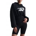 Oversized Cropped French Terry Pullover Hoodie Black