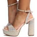 Electro-1 Rhinestone Platform Heel Nude