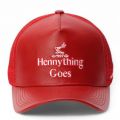 Hennything Goes Leather Trucker Hat  Red