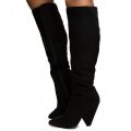 Immerse-21 Over the Knee Boots Black Faux Suede