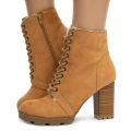 Pilate-05 Ankle Heel Booties Tan
