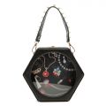 Hexagonal Jewelry Printed Handbag Black