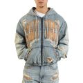 Grandeur Plaid Denim Hoodie Jacket Munich Blue