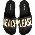 The Beach Please Slides in Black and Gold Black/Gold