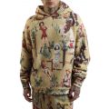 Jesse All Over Pattern Hoodie  Tan