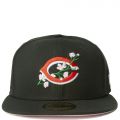 Cincinnati Reds LOGO BLOOM SIDE-PATCH Black-Pink Fitted Hat