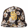 MLB San Diego Padres Tropic Floral Golfer Lightly Structured Snapback Hat Brn/W