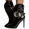 Reid Pointy Toe with Buckle Boots Black