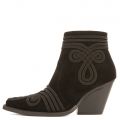 Jeffrey Campbell Gatlin-EMB Black Suede Heeled Booties BLACK