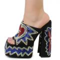 Logan Rhinestone Platform Heel Black