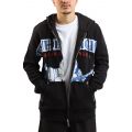 Exaggerated Icon Raw Trim Zip Hoodie  Black