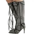 Rhinestone Heel Boot  Silver