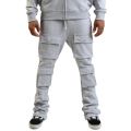 Stacked Cargo Fleece Flared Sweatpants Heather Grey