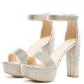 Shocking-33 Bedazzled Platform High Heel Silver