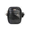 The Black Croc Skin Cross Body Bag in Black Black
