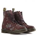 Women's Castel Floral Combat Boot Floral Burgundy