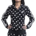 Black / White Women's Track Jacket Dots Allover Print Firebird