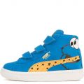 Infant Suede Mid Sesame Cookie Monster V Casual Velcro Sneaker Blue/White/Black