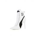 Women's Rihanna High Heel Leather Ankle Boot White/Black