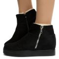 Rise-10 Zip Wedge Booties Black Faux Suede