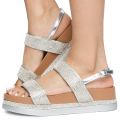 WOMEN'S LOOKOUT-02S 2 STRAP RHINESTONE SANDALS SILVER