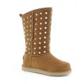 Kid's Studded Flat Boot Urban Studs Tan