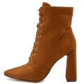 Milano-1 Lace-Up Block Heel Bootie Tan Suede