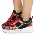Women's Animal Print Sneaker LEOPARD/RED/BLACK