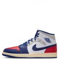 Air Jordan 1 Mid White/Deep Royal Blue-University Red