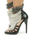 Pusher Rhinestone High Heel Black