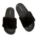 Flatter-15 Fur Band Slides Black Fur