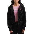 VELOUR LUREX BIG T ZIP HOODIE Black
