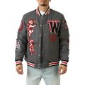 Cherub Rock Varsity Jacket Charcoal/Red