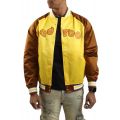 MLB San Diego Padres Vintage Logo Satin Jacket  Yellow/Brown