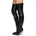 Emilie-4 Wedge Thigh High Boots Black PU