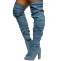 Madam-18 Thigh High Denim Boots