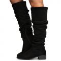 Trixie-03 Below The Knee Boots Black Suede