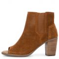 Toms Majorca Peep Toe Cinnamon Suede Perforated Bootie CINNAMON